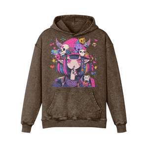 Baby Pink Color Acid Wash Calidad Premium Transpirable a prueba de viento Calentamiento sobre tamaños Pullover Hoodie Hombres - Product Image 4