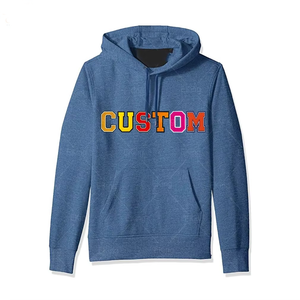 Sweat à capuche avec logo personnalisé de haute qualité pour hommes Veste à capuche en broderie de chenille lavée avec motif solide - Product Image 2