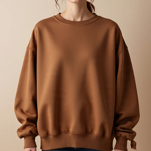 Sudaderas de felpa francesa de algodón de alta calidad para mujer, sudaderas gruesas de lana con hombros caídos, sudaderas de gran tamaño personalizadas en blanco lisas para mujer - Product Image 4