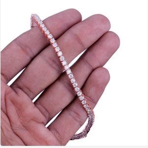 Collier en argent sterling 925 avec moissanite VVS1, style hip-hop, passe le testeur de diamants, chaîne tennis en or rose, diamant rond - Product Image 4