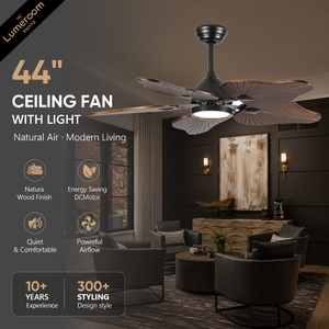 44 Inch Modern <b>Ceiling</b> Fan with <b>Light</b> and Remote, <b>Dimmable</b> APP Control DC Motor <b>Ceiling</b> Fan for Bedroom Living Room - Product Image 1