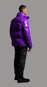 Chaquetas de hombre con capucha gris personalizadas ligeras al por mayor burbuja llena acolchado poliéster Logo parche chaqueta acolchada para hombre - Product Image 5