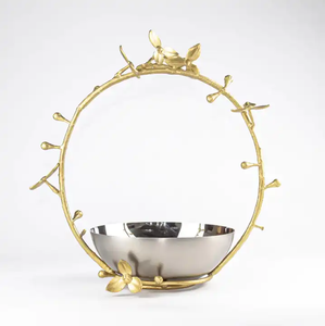 Cuenco para servir postres más vendido, cuenco de diseño Premium de Color plateado y dorado con soporte para decoración de restaurante - Product Image 1