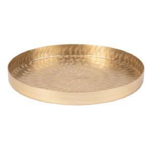 Plateau de service rond en métal avec col doré, dernier design recommandé par le vendeur, pour la décoration de la maison et de la cuisine - Product Image 1
