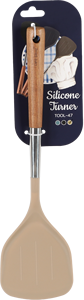 Heat-Resistant <b>Silicone</b> Slotted Turner with Wooden Handle Non-Stick Cooking Spatula - Product Image 2