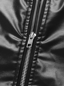 Chaqueta de cuero negra con cremallera unisex personalizada OEM para hombre chaqueta de cuero personalizable con cuello levantado de lona fina para hombre - Product Image 6