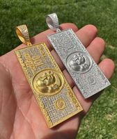 Pendentifs Breloques Hip Hop Classiques pour Hommes en Alliage Massif 925, Sertis de Diamants, Motif Billet de Cent Dollars, Style Ice Box Jewells Endless Insert