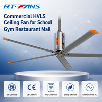 RTFANS Großflächiger Ventilator für Schule, Turnhalle, Restaurant, Einkaufszentrum, Innovative Kommerzielle HVLS-Deckenventilatoren 11/13/16FT Blatt-Durchmesser 6500-9000