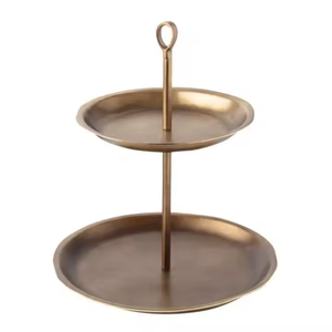 Soporte de bandeja para magdalenas y pasteles de 3 niveles, soporte para servir dulces de Metal Love Birds, soporte para pasteles ecológico con mango dorado de Decor IMPEX - Product Image 5