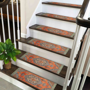 Tapis orange, tapis imprimé avec un design moderne pour le salon, Goblen - Product Image 5