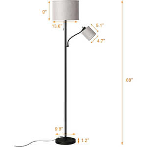 Scandinavische moderne LED staande lamp voor de woonkamer, 1,8m verstelbare leeslamp met stoffen kap, industrieel design - Product Image 3