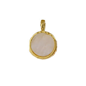 Pendentif en pierre de lune arc-en-ciel plaqué or 18 carats fabriqué à la main lunette texturée connecteur de breloque en pierres précieuses naturelles pendentifs de mode breloques - Product Image 1