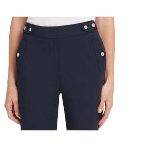 Pantaloni Eleganti da Donna DKNY a Vita Alta con Bottoni Blu Taglia 12 - Antipiega Traspiranti, Modelli Svasati e a Matita per l'Ufficio - Product Image 2