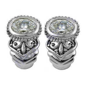 Boucles d'oreilles élégantes en argent pour femmes, cristal de zircone cubique de coupe ovale, bijoux élégants - Product Image 3