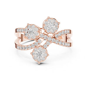 แหวนเพชรทรงกลมทองคำขาว 14K สำหรับผู้หญิง |   ชุดงานหมั้น งานแต่งงาน และงานเลี้ยง |   เครื่องประดับของขวัญ |   ชุบทอง - Product Image 3