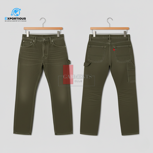 Pantalones de Mezclilla para Hombre, Estilo Carpintero, Corte Recto Ajustado, Tejido Denim Resistente de 400 GSM, con Logotipo Personalizado - Product Image 2