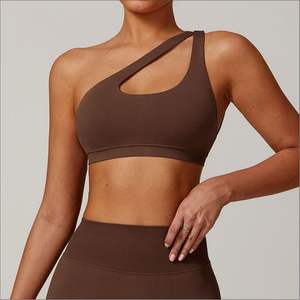 Sujetador deportivo de un hombro sin costuras de alta calidad para mujer, logotipo personalizado, entrenamiento de gimnasio, sujetador alto para impacto, ropa de Fitness de moda - Product Image 3