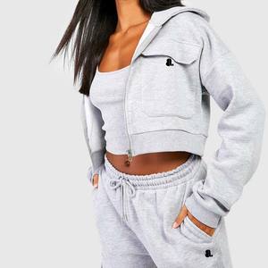 Street Wear Vintage Acid Wash 2 en 1 Sweat à capuche zippé d'hiver pour femme 100% coton - Product Image 5