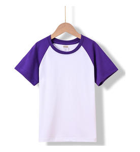 Camiseta para niños 100% algodón liso logotipo personalizado estampado mangas raglán ropa niños camiseta a juego de colores para hombres - Product Image 6