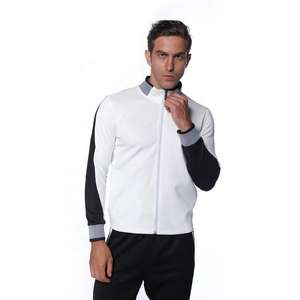 Color gris claro y blanco Cremallera completa Slim Fit Custom Men Sweatsuit Chándal Conjuntos Transpirable Super Soft Fleece Chándal - Product Image 4