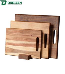 Ensemble de 3 planches à découper en bois d'acacia robuste avec poignée, épaisseur de 1,5 cm, lavable au lave-vaisselle, écologique, antibactérien pour la viande et les légumes - Product Image 2