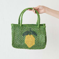 Sac à main en rotin/forfaitière/jacinthe d'eau au design magnifique pour femme, idéal pour la plage et le shopping estival, avec broderie de perles et motif citron