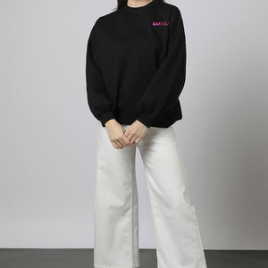 Nuevo diseño Otoño Invierno Color negro mujer sudaderas suelta moda pulóver de gran tamaño mujeres cuello redondo sudadera - Product Image 1