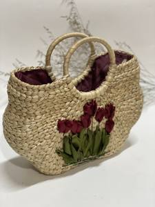 2025 bolsos de mujer de jacinto de agua de estilo Vintage con cierre abierto elegante dos asas ecológicas 1-1.9L de capacidad patrón Natural - Product Image 2