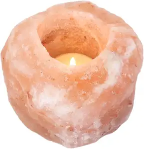 Buatan tangan indah diukir kristal batu garam tempat lilin cahaya teh untuk dekorasi dan hadiah untuk orang yang Anda kasihi