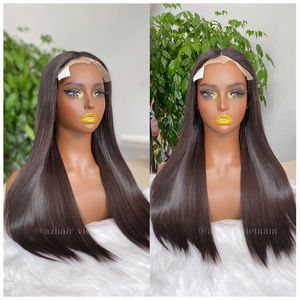 Perruque de cheveux humains vietnamiens bruts os droit couleur naturelle 5x5 fermeture à lacet suisse 100% extensions de cheveux vierges - Product Image 5