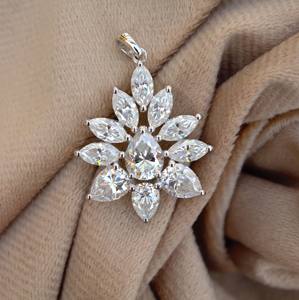 จี้เงิน925พร้อมลูกแพร์และมาร์คีส์ตัดเพชรโมอิสง่ามอัญมณีที่ไม่มีจี้โซ่และเสน่ห์ - Product Image 3