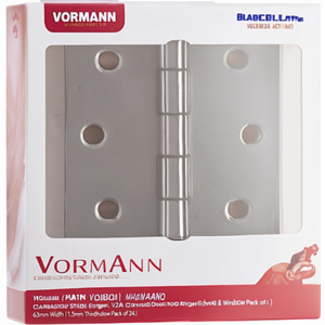 VORMANN Charnières carrées pour portes et fenêtres en acier inoxydable V2A, largeur 63 mm, épaisseur 1,5 mm, paquet de 24 - Product Image 3
