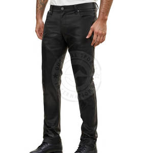 Diseñe su propio logotipo Pantalones de cuero para hombres Venta al por mayor Pantalones de cuero para hombres de último diseño de calidad superior - Product Image 2