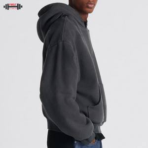 Sweat à capuche vierge coupe régulière sans ficelle Streetwear French Terry Fleece 100% Cotton Vintage Heavyweight Winter - Product Image 3