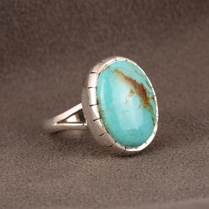 Kingman Turquoise <b>Chunky</b> Sterling <b>Silver</b> <b>Ring</b> Boho Statement Jewelry Handmade Southwestern Gemstone <b>Ring</b> Gift for Her - Product Image 6