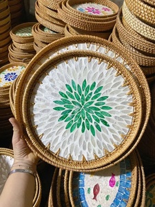 HOT TREND Bandeja de servicio de ratán ecológica con asas Set Forma personalizable para mesas de café Cama Artículos de cocina al por mayor - Product Image 2