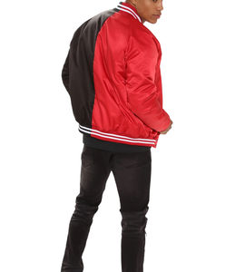 แจ็กเก็ตผ้าซาตินสำหรับผู้ชายเสื้อแจ็คเก็ตผ้าซาตินสำหรับใส่ลำลองกันลมย้อมสีล้วนพร้อมโลโก้และลายตัวอักษรสำหรับเลตเทอร์แมน - Product Image 6