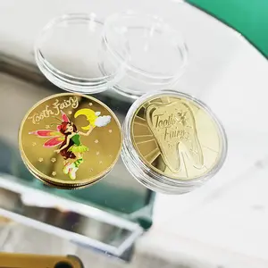 Factory Sells Gold And Silver Tooth Fairy Color Painting Gold Commemorative Coin For Children's Tooth Changing