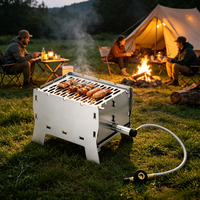 Brûleur à gaz BBQ portable et pliable en acier inoxydable léger, idéal pour le camping en plein air, la pêche en bateau, les excursions de randonnée et les pique-niques – Offre Spéciale