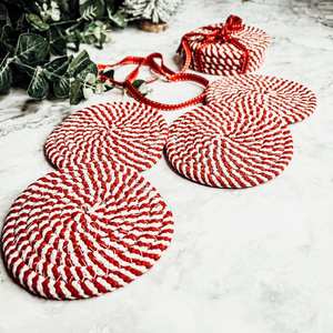 Handmade Beaded <b>Coasters</b> - Boho <b>Drink</b> <b>Coasters</b> with Polyester Backing (4x4 Inch) - Product Image 1