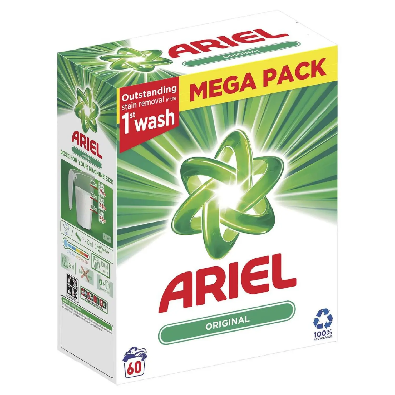 20 gói của Ariel bột giặt hàng ngày sử dụng gói với miễn phí vận chuyển trên toàn thế giới
