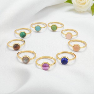 แหวนพลอยสีรุ้งทรงกลมแบบปรับได้สำหรับผู้หญิงเครื่องประดับหินทำมือแหวนแฟชั่นเงิน925 - Product Image 3