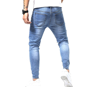 Jeans en denim respirant pour homme sur mesure - Motif uni, finition délavée, saison printemps, 100% coton, haute qualité - Product Image 2