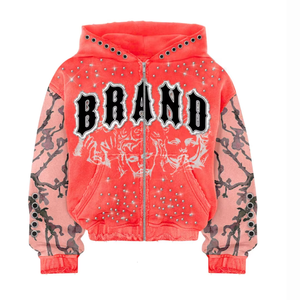 Sweat-shirts à capuche personnalisés en strass numériques d'hiver pour hommes et femmes, sweat-shirt à fermeture éclair en cristal brillant, streetwear, mode hip-hop, sweat-shirt scintillant - Product Image 4