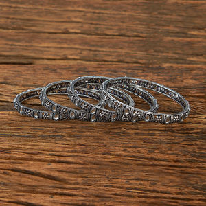 Joyería artificial al por mayor en línea de brazaletes clásicos oxidados de 2 piezas con chapado oxidado - Product Image 1