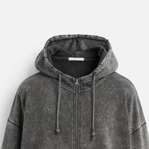 Servicio OEM/ODM, Sudadera con Lavado Ácido Más Vendida para Hombre, Impresión DTG Personalizada con Logotipo, Sudadera con Capucha Extra Grande con Cierre y Lavado Ácido - Product Image 3