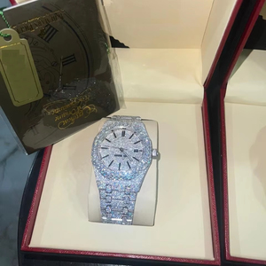 เพชรโมอิสซาไนต์ VVS สีขาวทรงกลมเจียระไนแบบบริลเลียนท์สำหรับผู้ชาย ของขวัญ คอลเลคชั่นฮิปฮอป นาฬิกา AP - Product Image 1