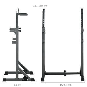 SPORTNOW <b>Adjustable</b> Height and Width Steel EVA <b>Barbell</b> Stand 60-87x65x121-158cm Black with Comfortable 65x121mm EVA Cushion - Product Image 3