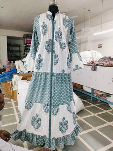 Stylish Women's Tiered Maxi Dress With Front Button Classic Block Print And Flattering Relaxed Fit Beach Boho Lady Long Dress - Product Image 2