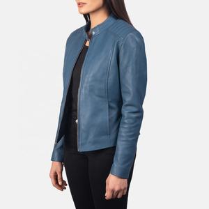 Chaqueta de moto de estilo informal de invierno de alta calidad para mujer 2025, chaqueta de cuero genuino con cuello levantado, lona teñida, impermeable a prueba de viento - Product Image 3